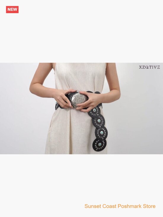 Wide Western PU Leather Waist Belt with Concho Buckle for Women main image 6